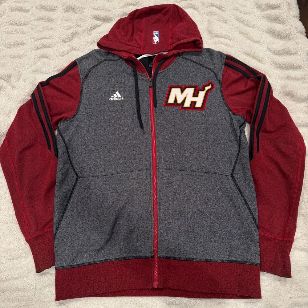 Adidas Miami Heat NBA Full Zip Hoodie Jacket - Men’s Medium